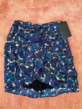 The Kooples Blue Floral High-Low Mini Skirt